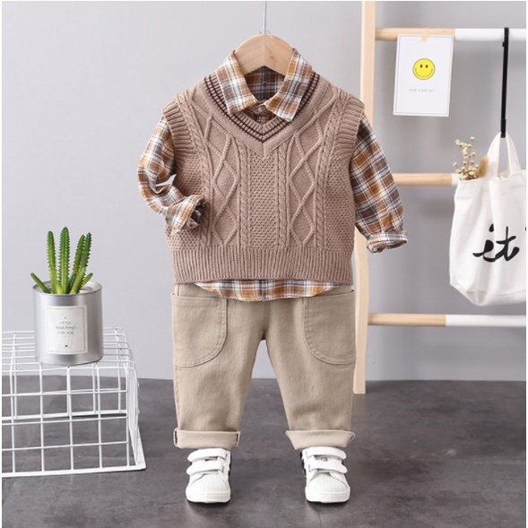 Mutiakids_ setelan anak laki laki import 3 in 1 | baju anak laki laki import | set baju anak laki CO