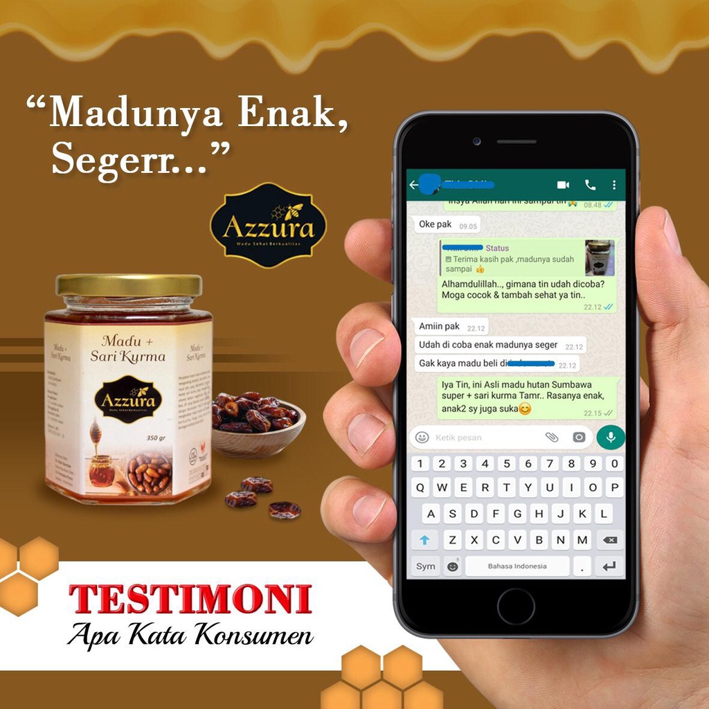 

Azzura Madu Sari Kurma Botol Kaca 350 Gram Propolis Bee Pollen Dan Royal Jelly Herbal Asli Original Sumbawa Super