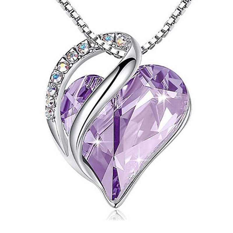 Kalung Rantai Liontin Hati Hias Zircon Kristal Berlian Imitasi Gaya Korea Untuk Wanita