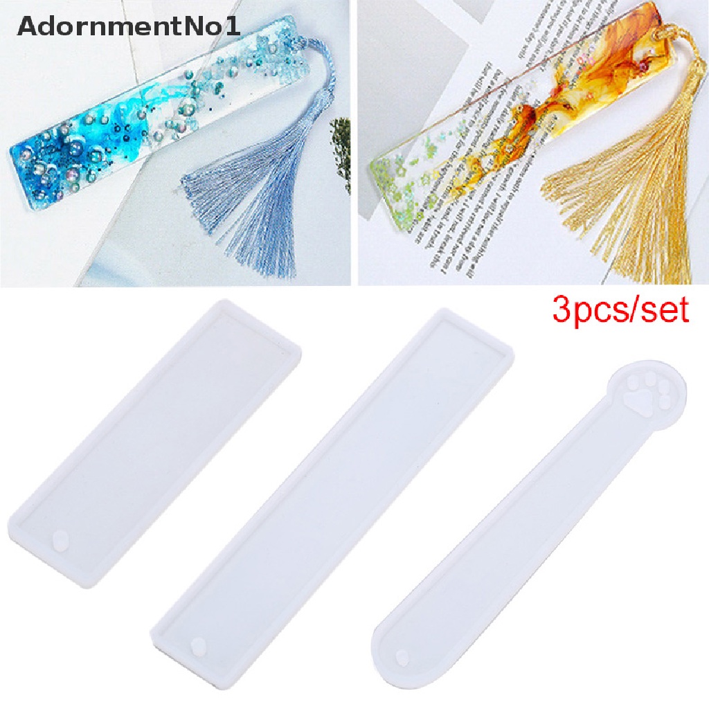 (AdornmentNo1) 3pcs / Set Cetakan Pembatas Buku Bentuk Persegi Panjang Bahan Silikon Untuk Membuat Perhiasan DIY