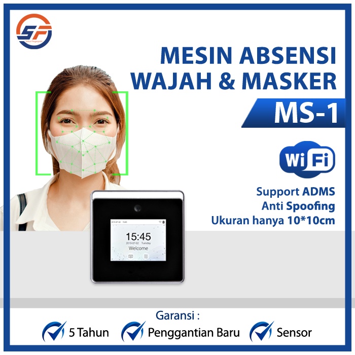 Mesin Absensi Wajah Masker MS-1 Terlaris Absen Face Bisa WiFi dan ADMS ORIGINAL TERMURAH