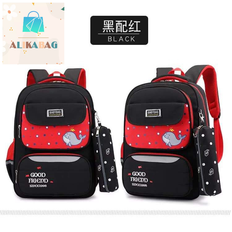 ALIKA BAG - Tas Ransel Sekolah Anak Laki-laki / Perempuan Karakter Paus Laut