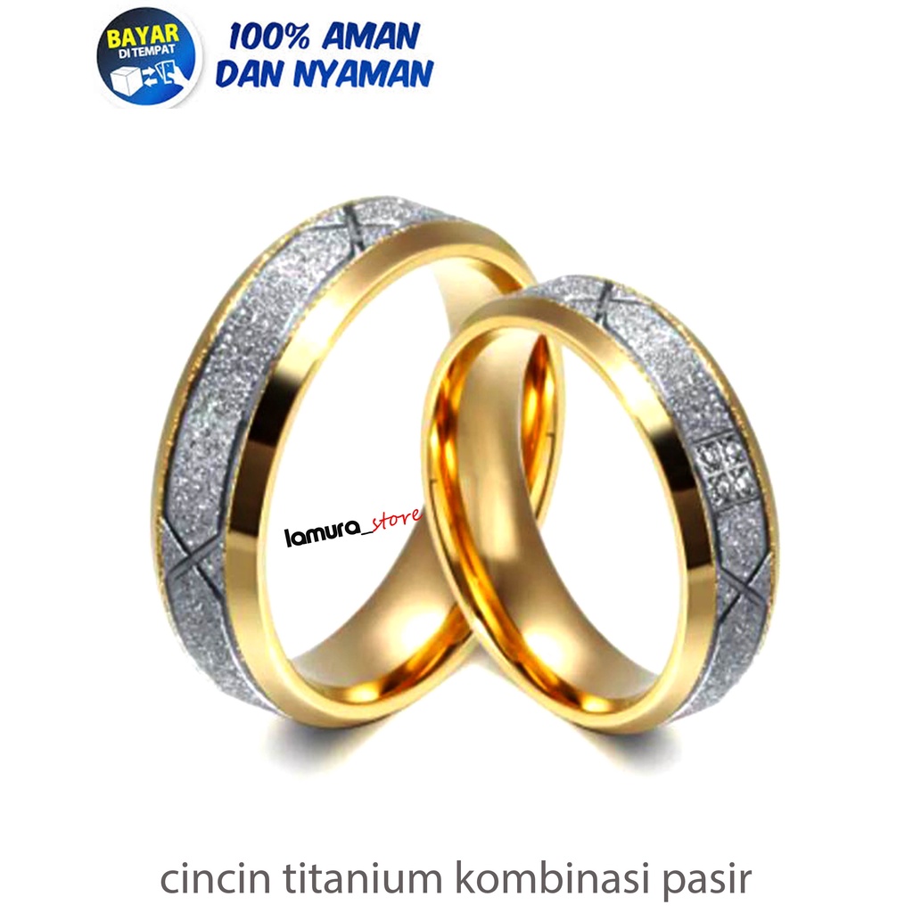 CINCINTERLARIS !!!! CINCIN WANITA CINCIN kombinasi pasir motif cincin titanium anti alergi cincin modis wanita bayar di tempat