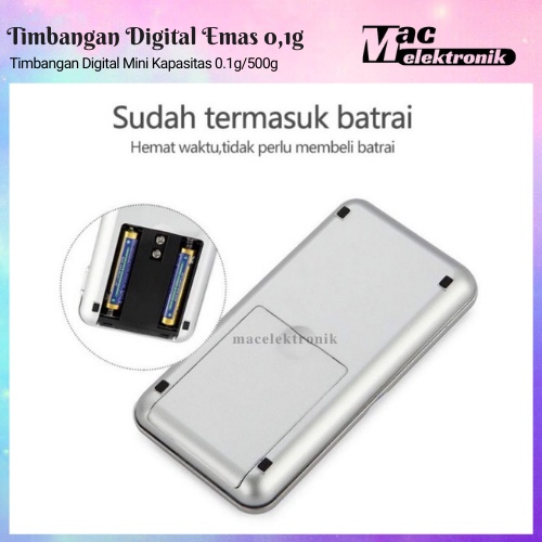 Timbangan Emas Digital Kapasitas 0.1g SAMPAI 500g Akurasi SUDAH DAPET BATERAI