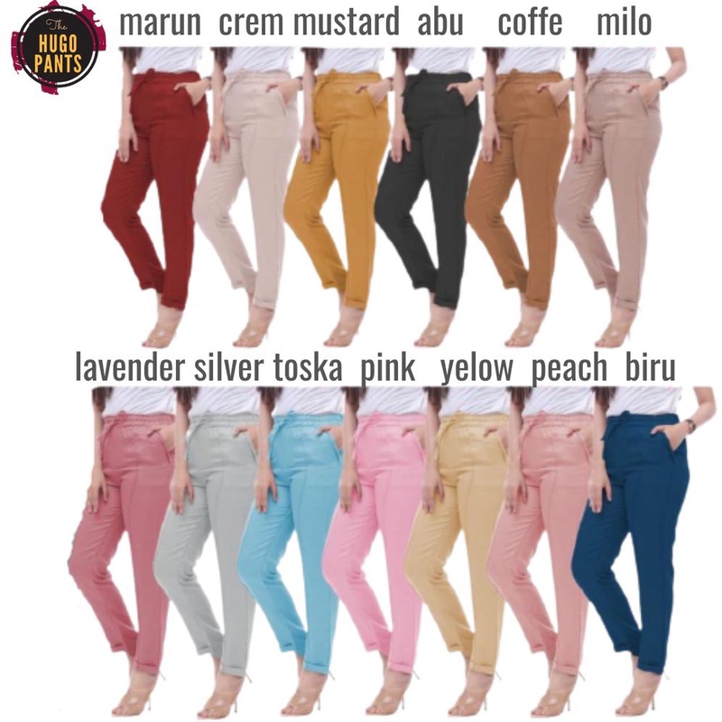 Baggy Pants Celana Panjang Wanita Bahan Moscrape Pinggang Karet Murah // All Size Fit To XL