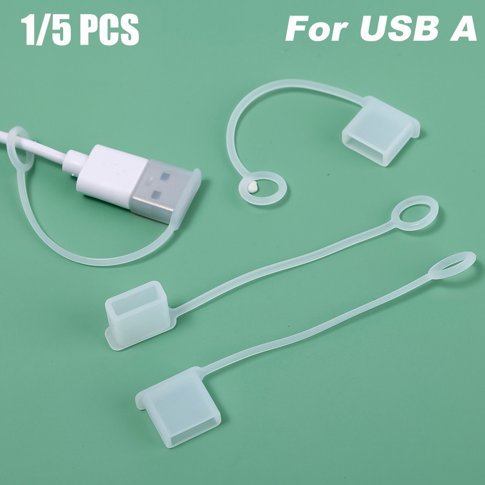 1 / 5pcs Cover Pelindung Plug Charger USB 2.0 3.0 Anti Hilang / Debu Warna Putih