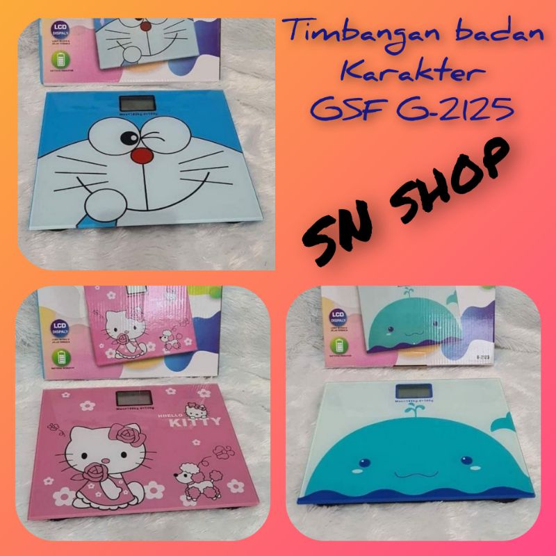 timbangan badan karakter GSF timbangan badan hello kitty doraemon hiu