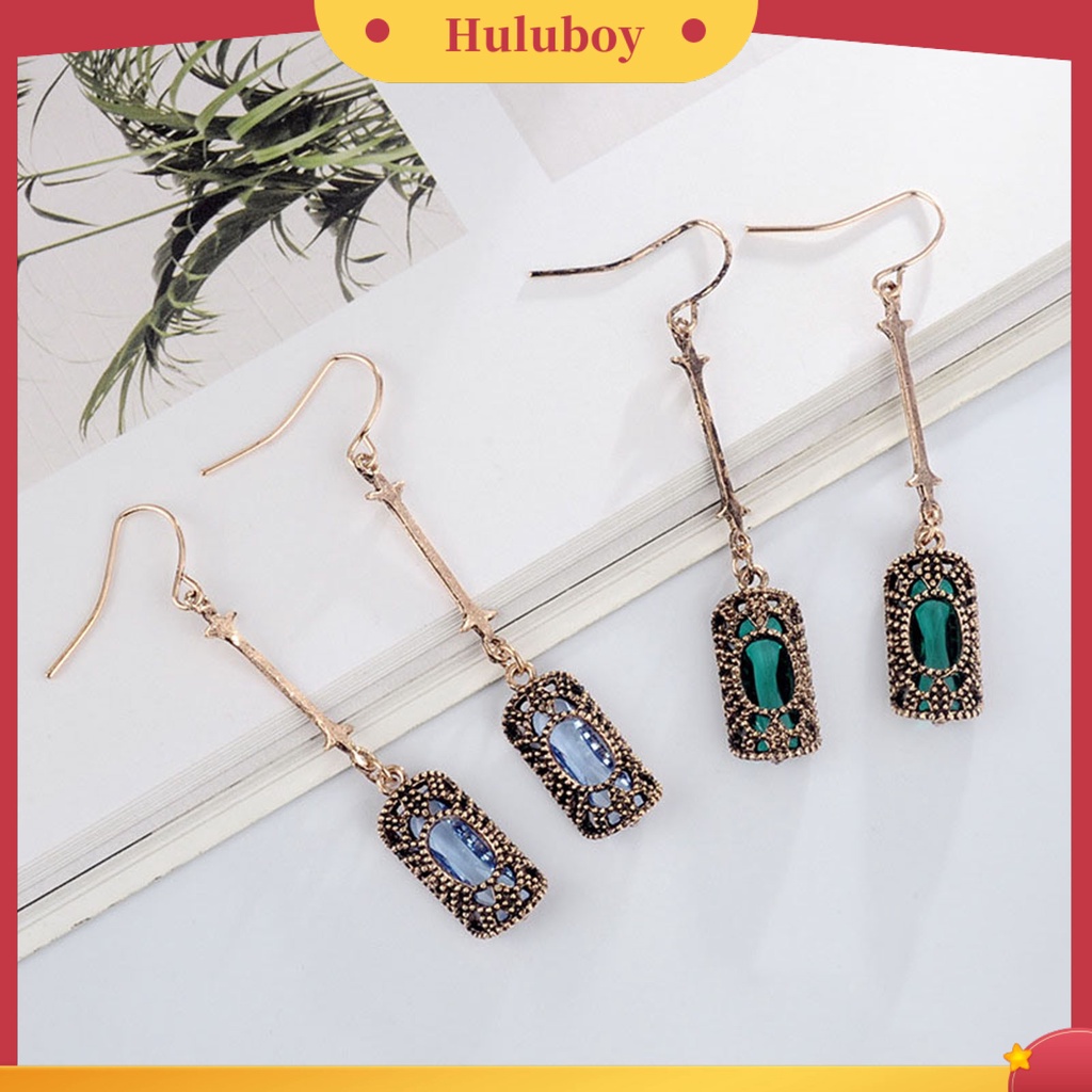 Hu Hu Hu Hu Hu Alat Bantu Pasang Kacamata♡ 1 Pasang Anting Tusuk Gantung Panjang Wanita Hias Cubic Zirconia Berkilau Untuk Pesta / Hadiah