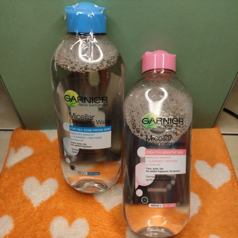 Garnier Micellar Water Pink Biru Clean &amp; Glow Skin Care - 400 ml (Pembersih Wajah Untuk Kulit Glowing) micellar Garnier 400ml micellar Garnier pink micellar Garnier biru micellar water cleansing oil garnier micellar water rose Garnier salicylic BHA*UOI