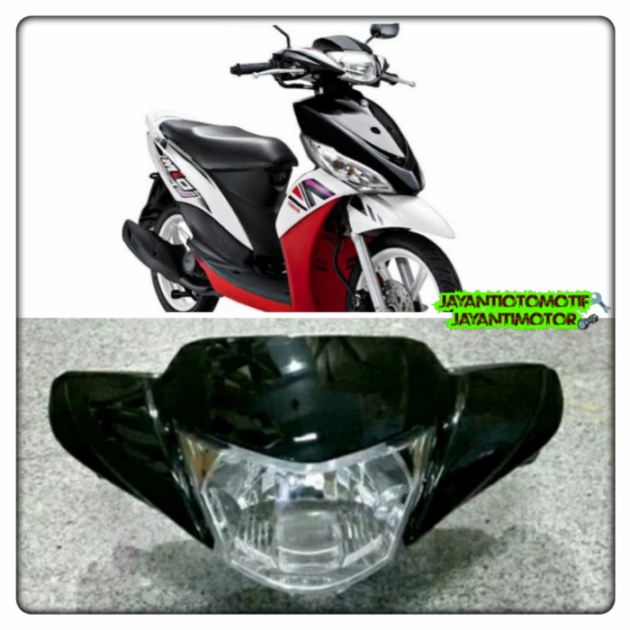 Batok lampu mio J GT dan reflektor cover body kepala depan motor hitam
