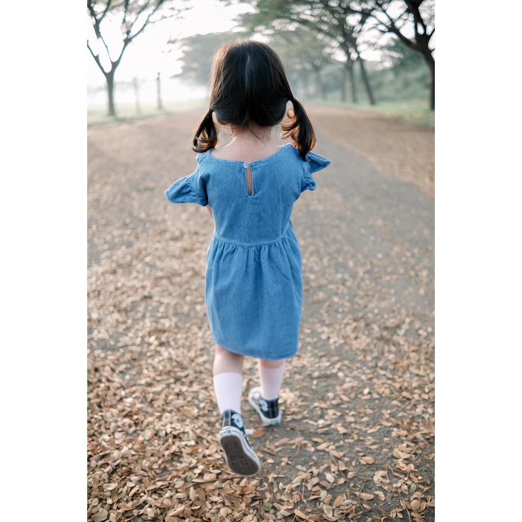 CARVA DRESS ANAK JEANS CEWE DRESS ANAK PEREMPUAN BAYI MOTIF TULIP BEST SELLER TERMURAH