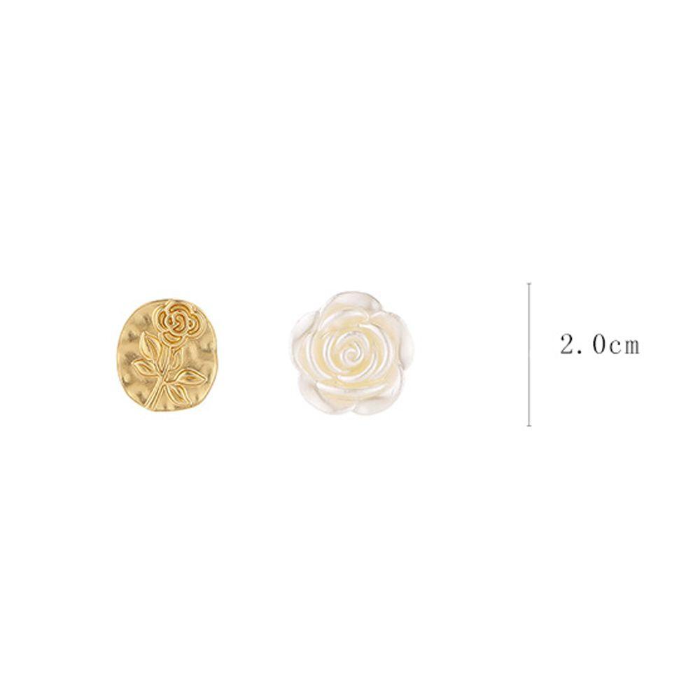 Needway Anting Perempuan Fashion Peri Bunga Asimetris Logam Retro Camellia Ear Stud