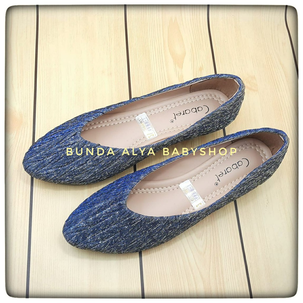 Sepatu Wanita Premium Ukuran 37 Sampai 40 ABU Flatshoes Wanita Glitter Cabaret - Sepatu Cewek Casual