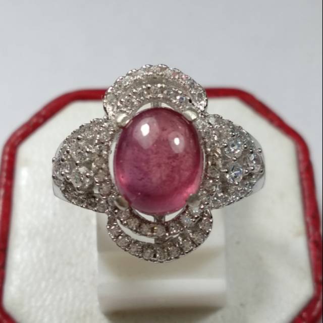Cincin Silver Lady Batu Mulia Pink Ruby