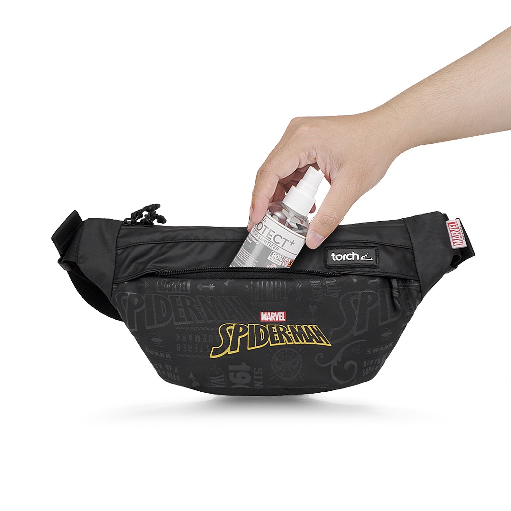 TORCH Depok Spider-Man 1 Yellow Typography Waist Bag Togane Black