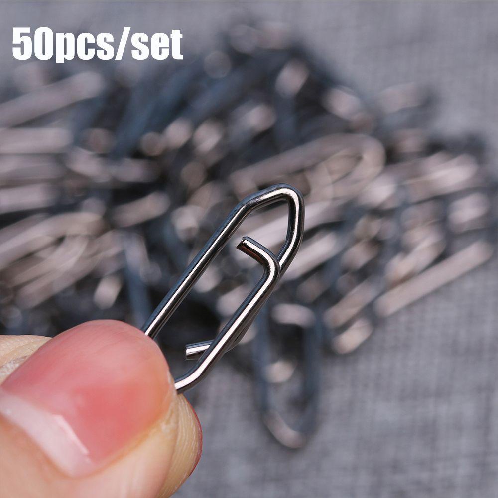 TOP 50pcs Snap Gantung Memancing Kualitas Tinggi Konektor tackle Garis Stainless Steel Portabel