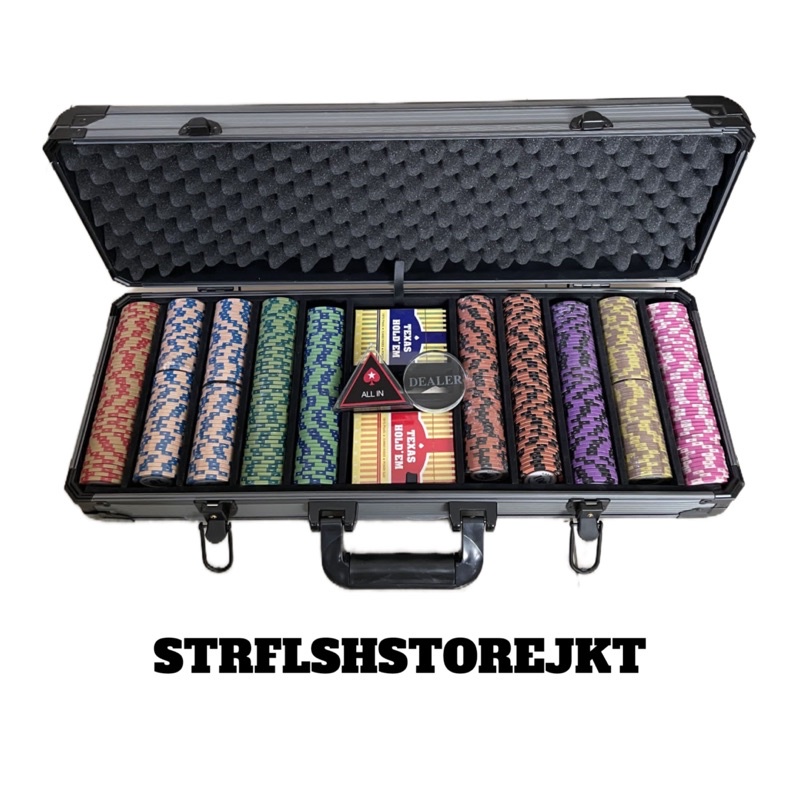 Texas Holdem PokerGame Chip Set 14 g isi 300&500