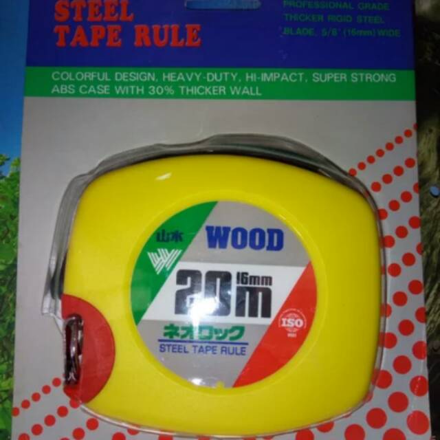 WOOD Meteran Roll Pita Baja 20 Meter
