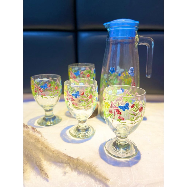 Prosperity Drink Set Kaca / Teko Set 1,5 Liter / Teko dan 4 Gelas Kaca
