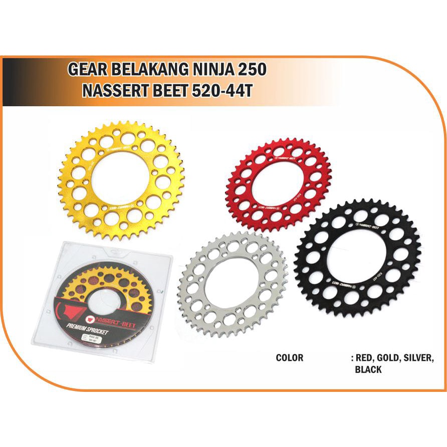 GEAR BELAKANG NINJA 250 FI OLD 520-43T SILVER NASSERT BEET