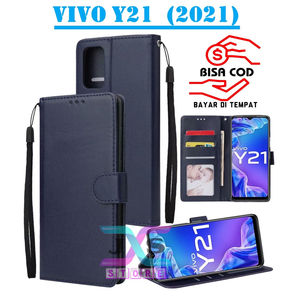 SARUNG BUKU HP UNTUK VIVO Y21 (2021) / FLIP WALLET UNTUK VIVO Y21 (2021) / LEATHER CASE UNTUK VIVO Y