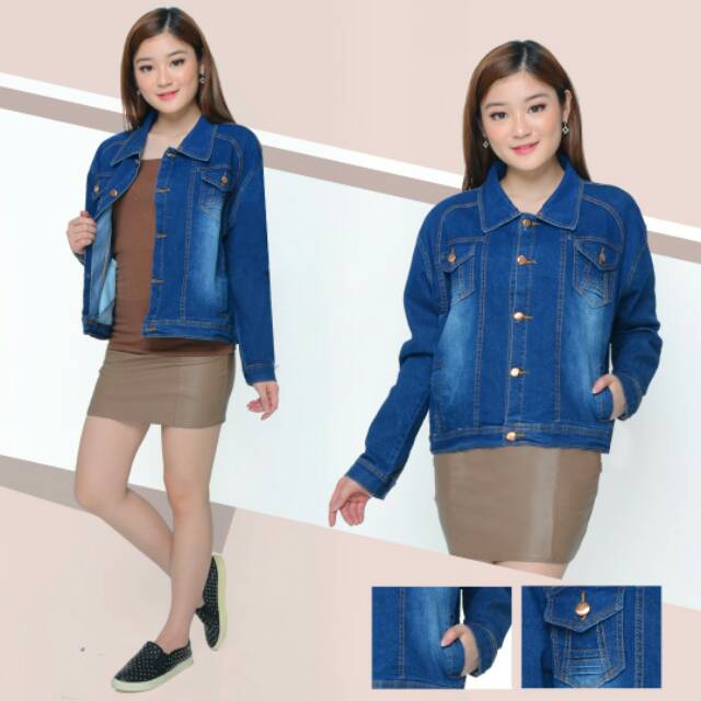 Jaket Jeans Jumbo Wanita / Jaket Jeans Big Size / Jaket Jeans Wanita / Jaket Jeans Ukuran Besar