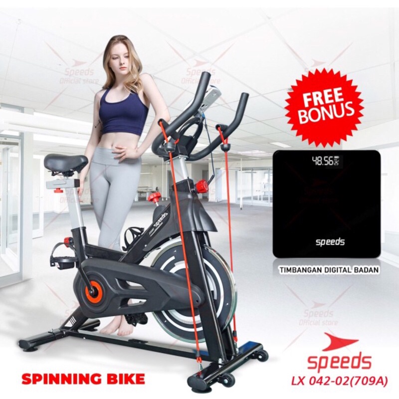 Spinning bike Sepeda Statis Olahraga Alat Fitness Speeds 042-709 A (BLACK)