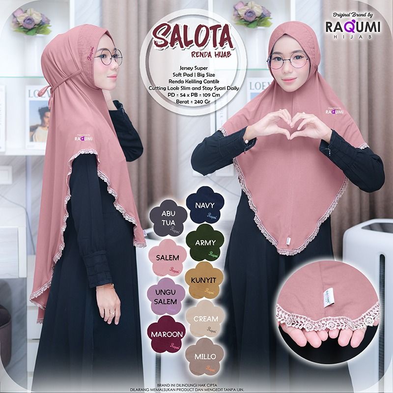 SALOTA RENDA HIJAB RAQUMI ORIGINAL | JILBAB RENDA RAQUMI