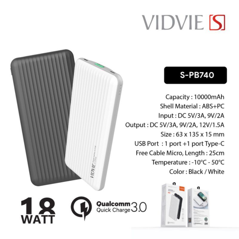 POWER BANK VIDVIE S-PB740 V8