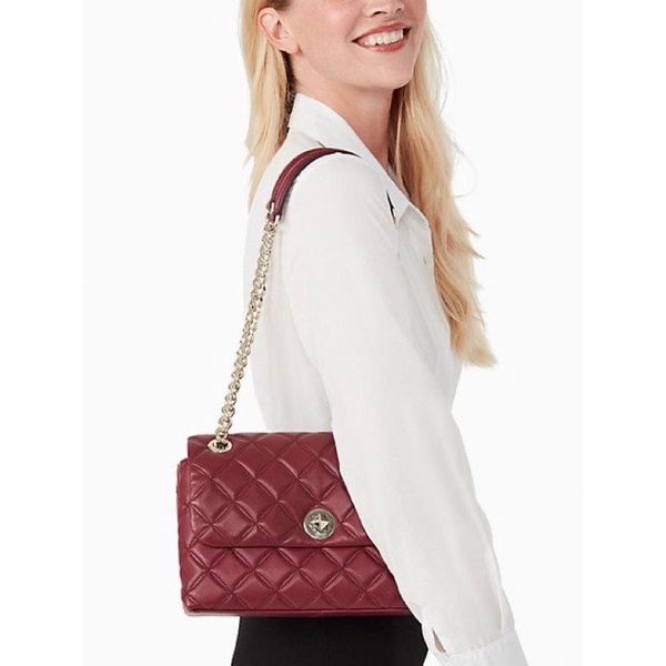 Kate Spade Cherry Wood Natalia Medium Flap Shoulder Bag Preloved