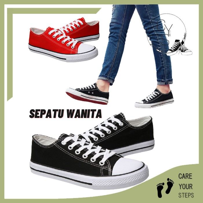 CYS Sepatu Sneakers Wanita Sepatu Kasual Kanvas Korea Style Sepatu Sekolah Cewek SPT 06