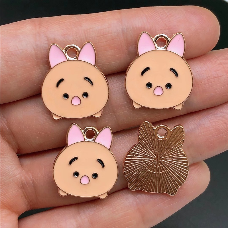 4pcs Liontin Enamel Bentuk Anjing Kelinci Bahan Alloy Untuk Membuat Perhiasan Charms