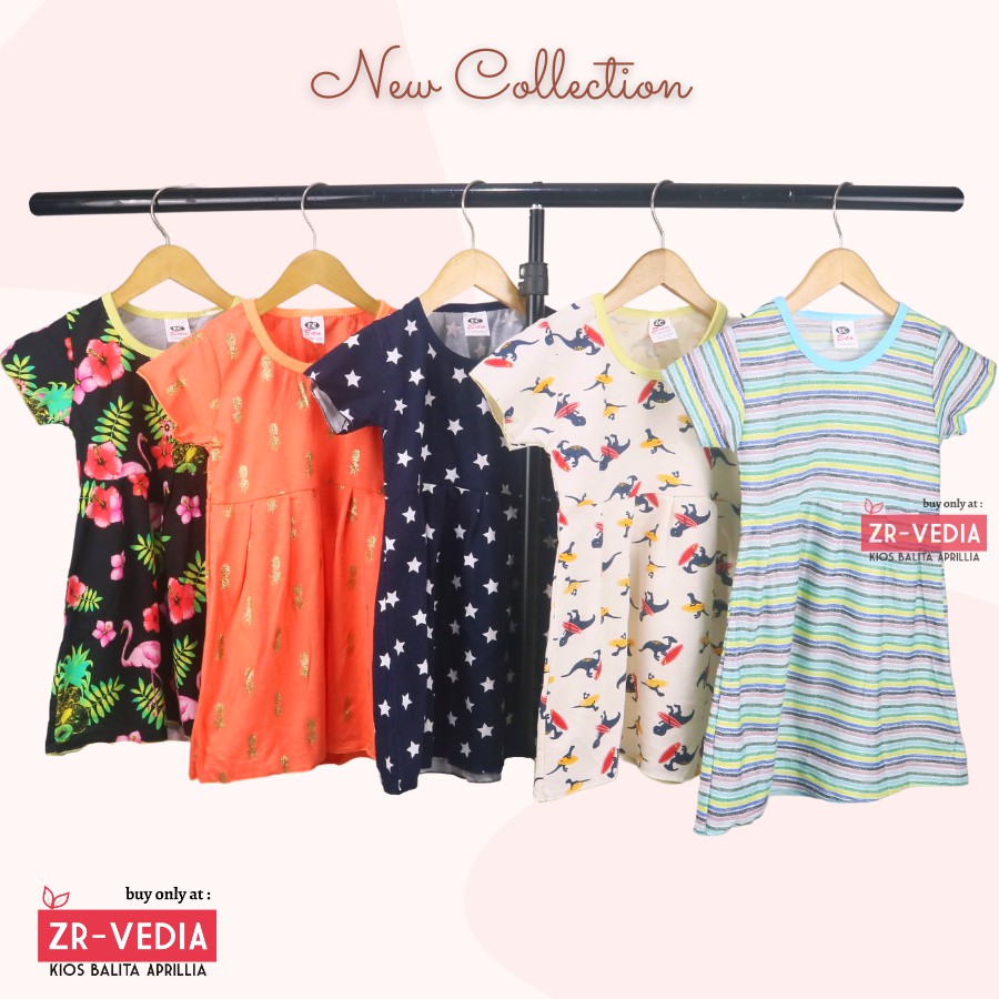 Dress Thalia 1-5 Tahun / Dres Lengan Baju Tidur Balita Anak Perempuan Adem Kaos Harian Cewek Murah