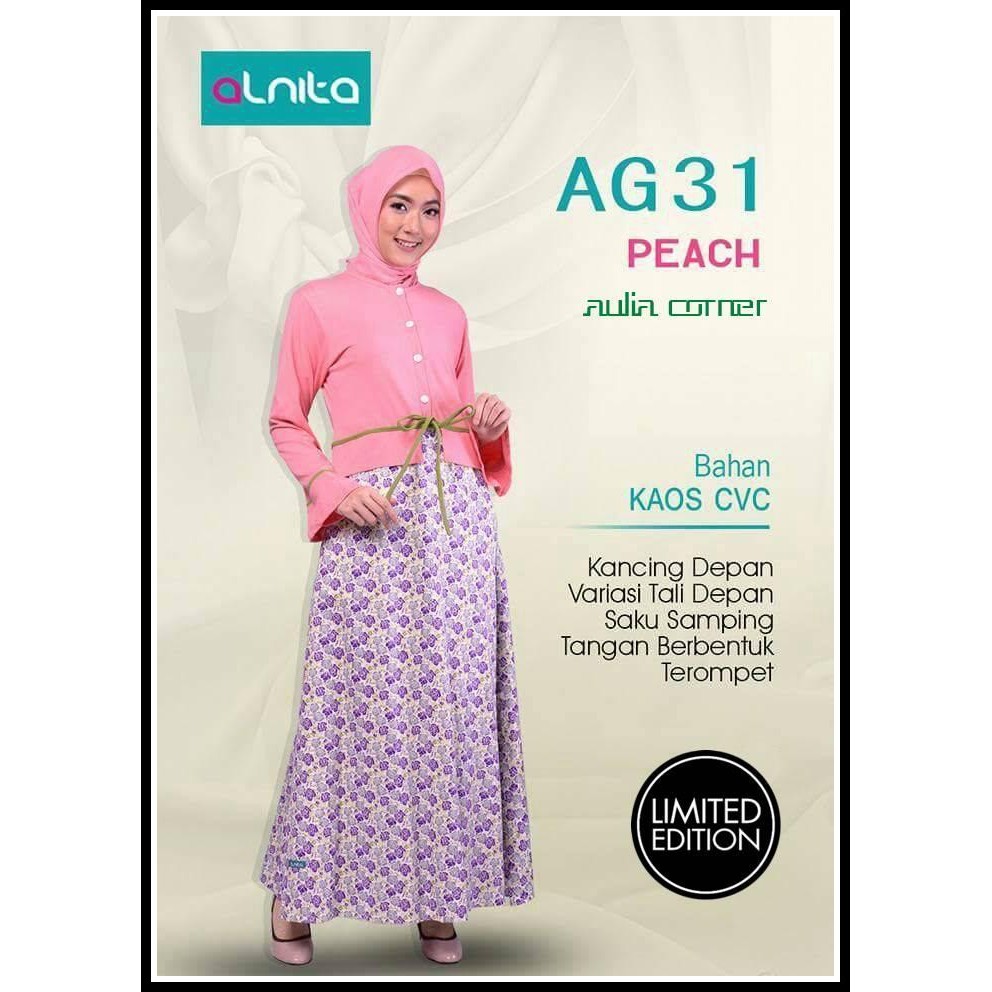 Busana Muslim Wanita Alnita AG 31 Peach Baju Wanita Terbaru Baju Muslim Terbaru