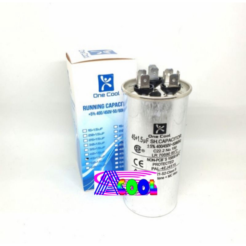 Kapasitor AC 45+1,5 uf 3 Soket/Running Capacitor-Kapacitor 45+1,5uf