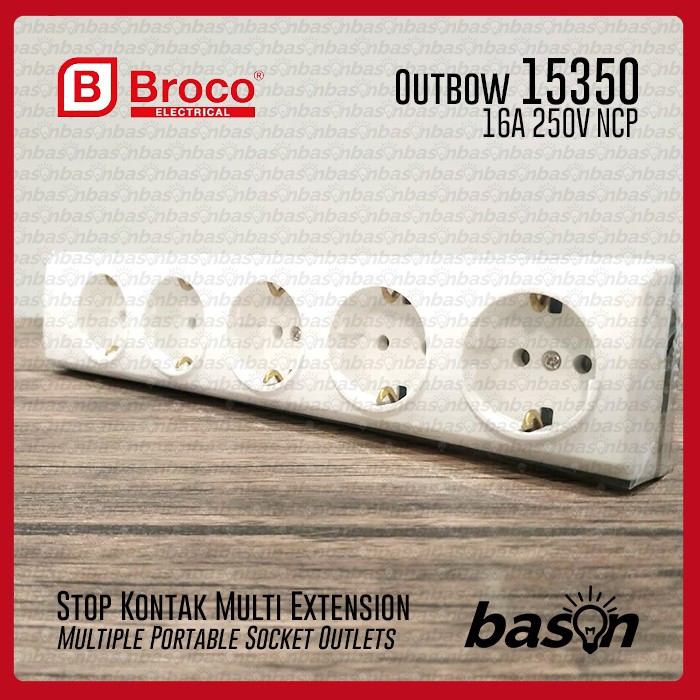 BROCO 15350 NCP 16A 250V SNI - Stop Kontak 5 Lubang tanpa kabel