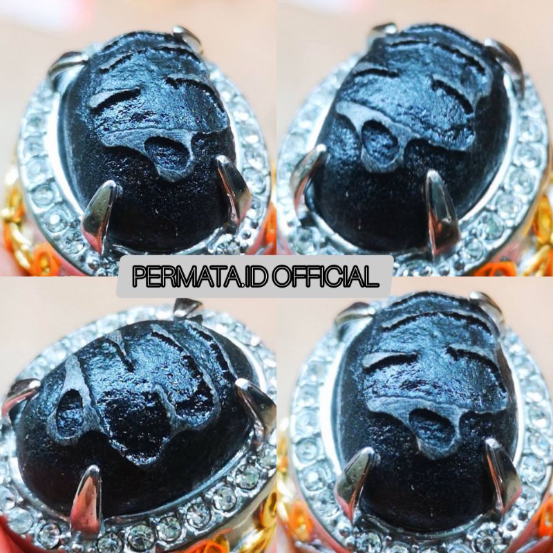 Cincin Pria Natural Batu Meteorite Motif Lafadz Allah Ukir