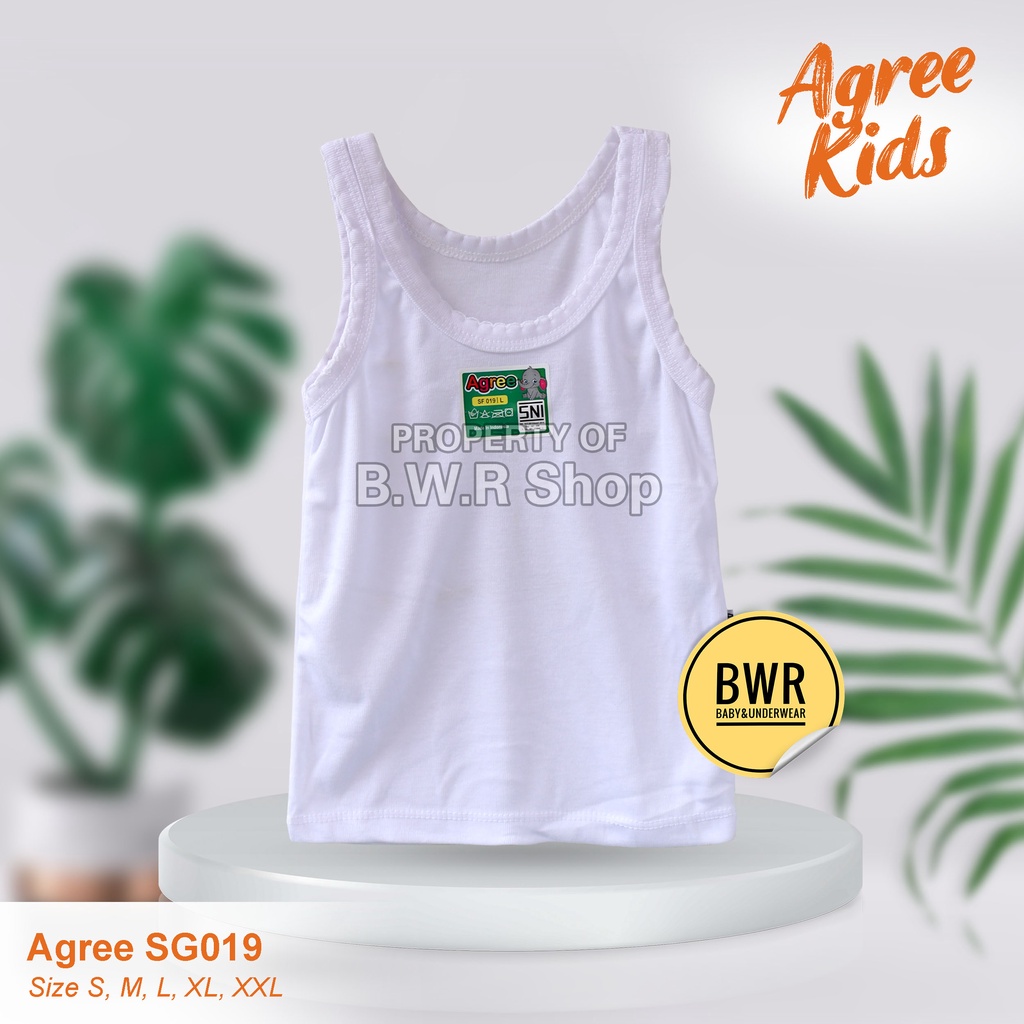 [ 6pc ] Singlet Agree Kids SG019 / Singlet Putih Pakaian Kaos Dalam Anak Singlet Agree Sg 019 | Bwr