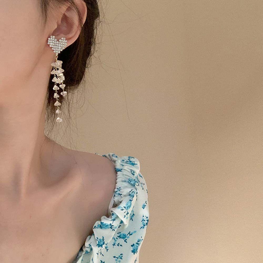Mxbeauty Menjuntai Anting Trendi Mewah Gadis Hadiah Geometris Berlian Imitasi Kristal Korea Earrings