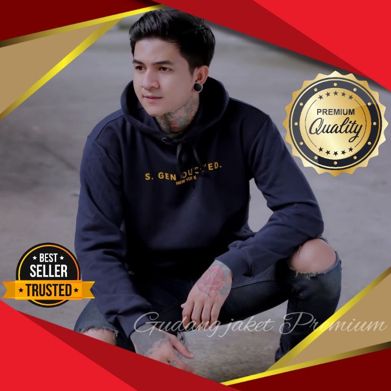 Hoodie Pria Original Genious Hitam