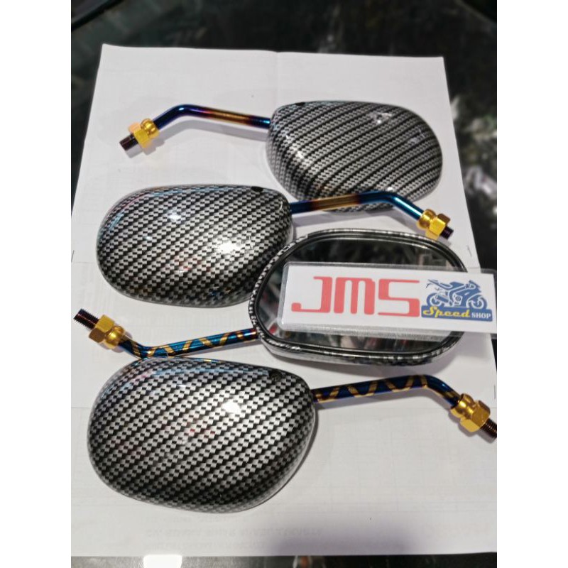 kaca spion carbon two tone dan blue xxx model Yamaha Mio untuk semua motor yamaha