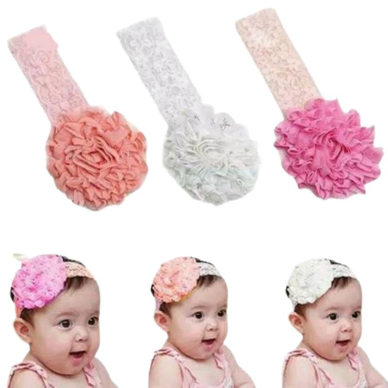 Head Band Bayi Bandana Anak Cewek Bando Motif Menarik Warna Polos Mahkota Pita Bunga headband ikat kepala