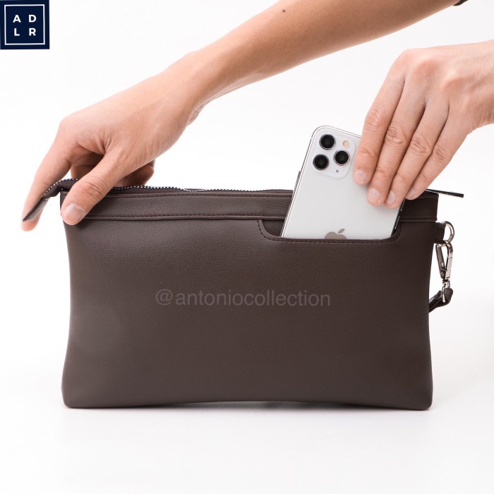 TAS PRIA Handbag Pria Wanita / Tas Tangan / Pouch / Clutch Tas Gadget Hand Bag - Cokelat eiger cuci 