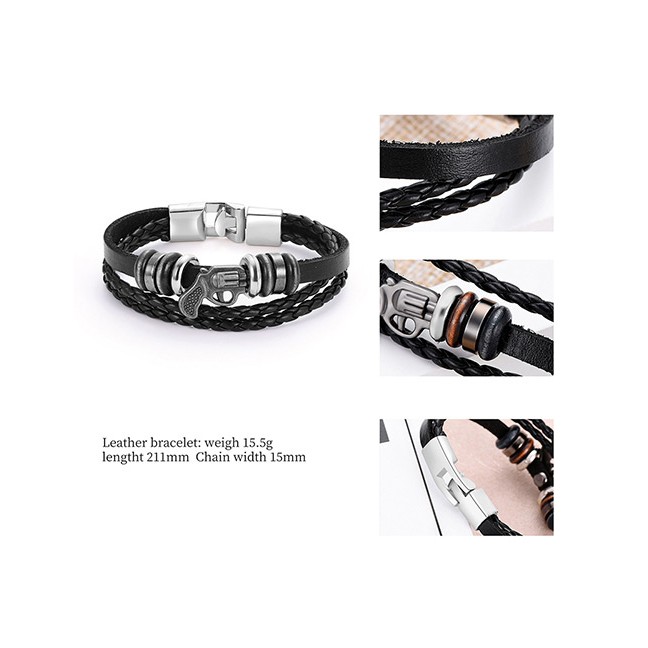 LRC Gelang Tangan Fashion Black+silver Color Gun Shape Decorated Bracelet