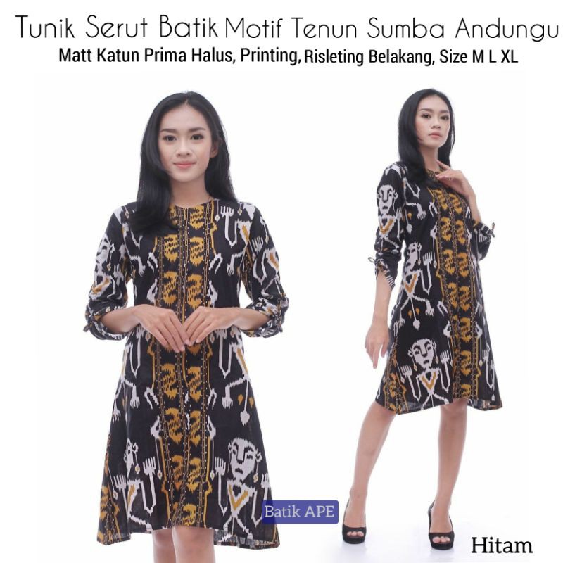 BATIK PRINT TUNIK SERUT MOTIF TENUN IKAT SUMBA ANDUNGU SERIES TRADIIONAL BUTIK ETHNIC WEAR MURAH