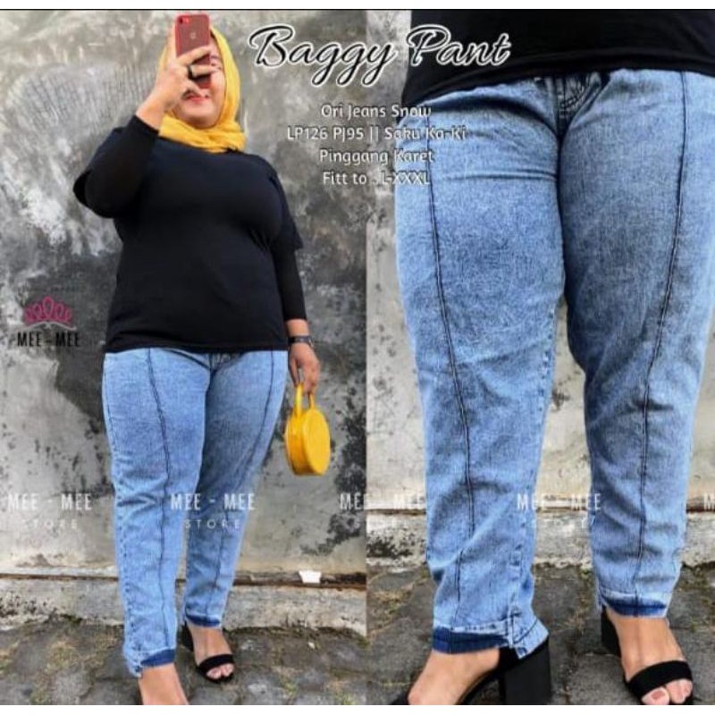 BAGGY PANTS | Celana Jeans Wanita Jumbo LP 126 Fit to XXXL | Celana Wanita Big Size Kekinian