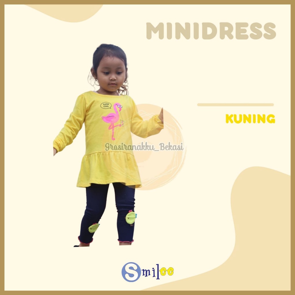 Minidress Anak Smilee Warna Kuning Size 1-5Tahun