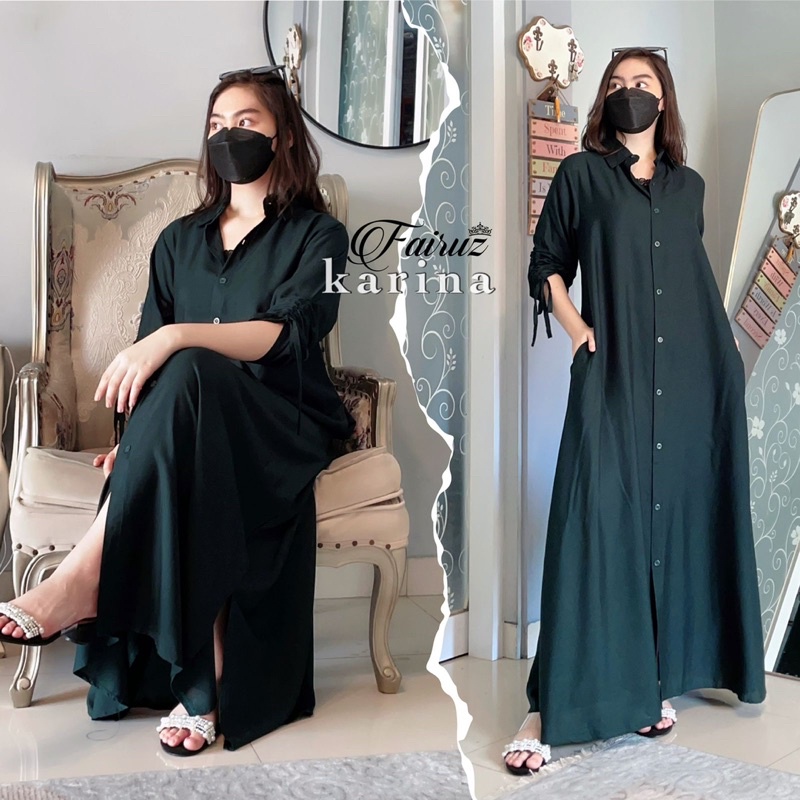 Daster Arab Fairuz KARINA Dress Rayon kerah kemeja