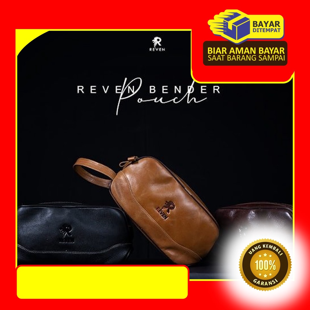 Tas Pouch Kulit Pria Reven Bender Pouch Branded Original Kulit Sapi Asli Premium