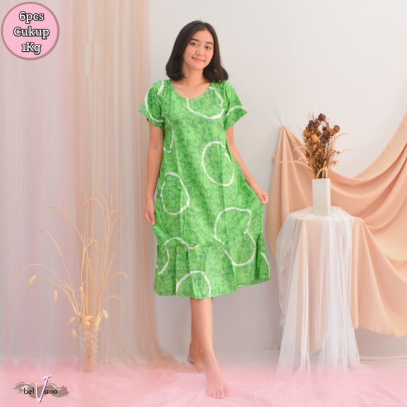 Daster Ruffle | Rufle | Viral Rayon Handprint Busui Friendly Dan Non Busui Fit XXL-[RFL] C